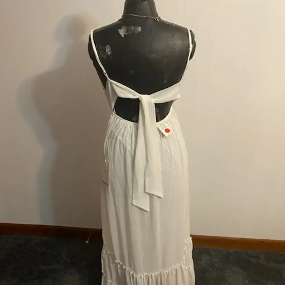 Blashe White Crochet halter tiered maxi dress, size Small
